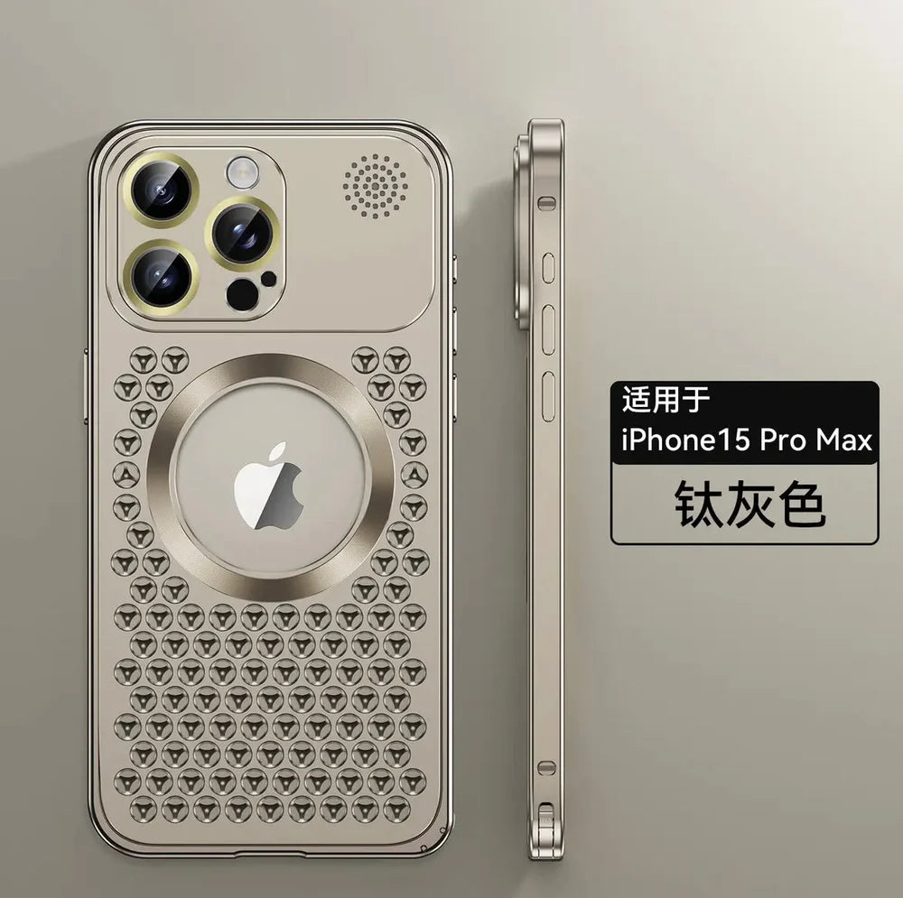 Apple16-12 aluminum alloy metal phone case supports wireless magnetic cooling