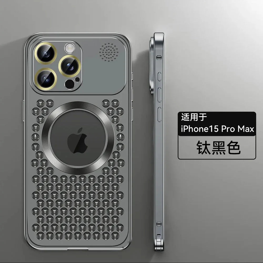 Apple16-12 aluminum alloy metal phone case supports wireless magnetic cooling
