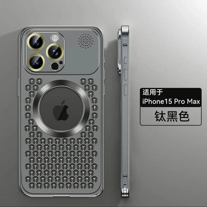 Apple16-12 aluminum alloy metal phone case supports wireless magnetic cooling