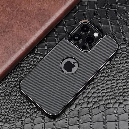 Apple 16-13 electroplated frame mobile phone case carbon fiber pattern high-grade missing label