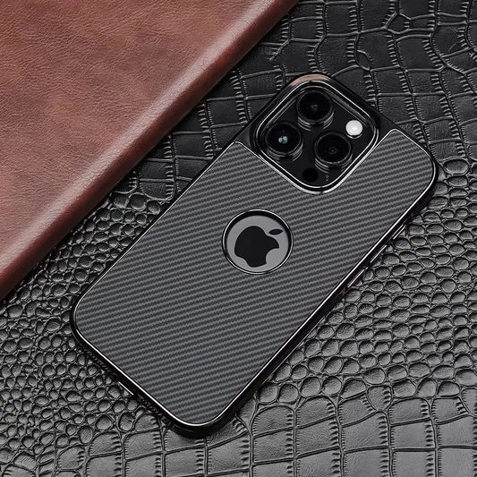 Apple 16-13 electroplated frame mobile phone case carbon fiber pattern high-grade missing label