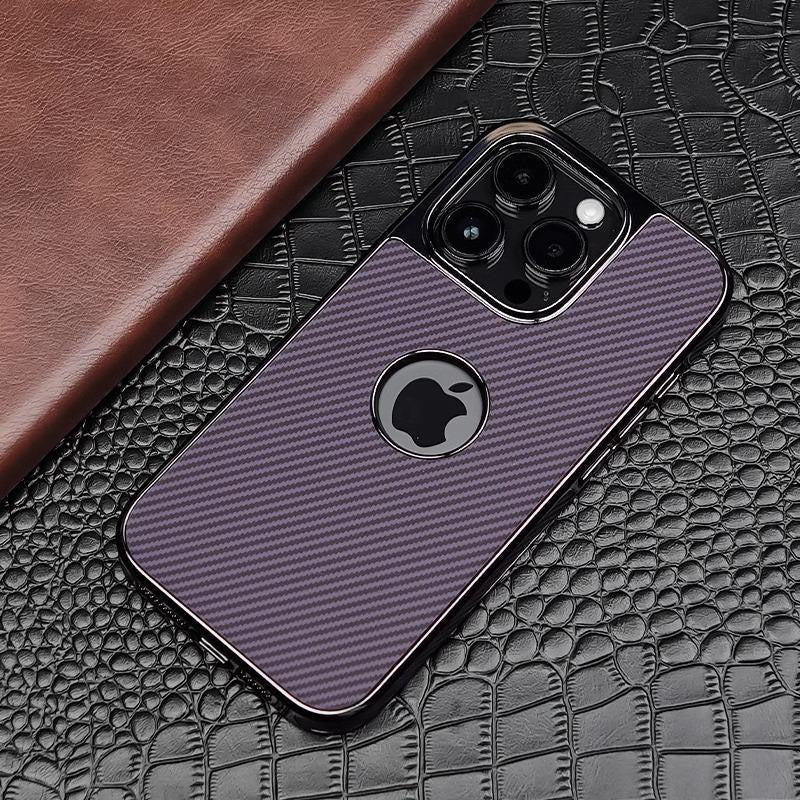 Apple 16-13 electroplated frame mobile phone case carbon fiber pattern high-grade missing label