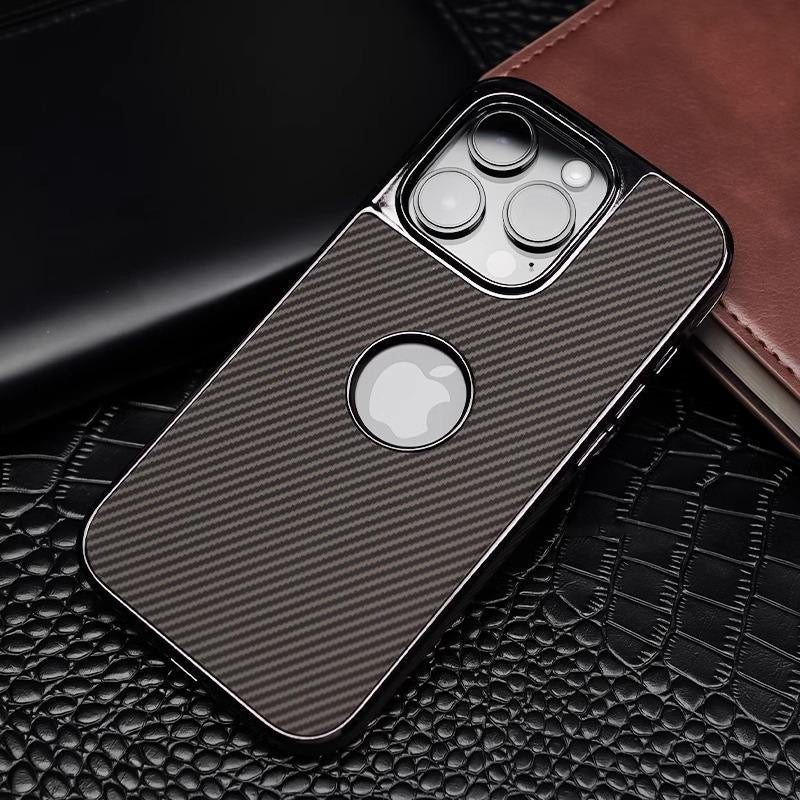 Apple 16-13 electroplated frame mobile phone case carbon fiber pattern high-grade missing label