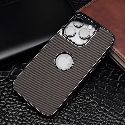 Apple 16-13 electroplated frame mobile phone case carbon fiber pattern high-grade missing label