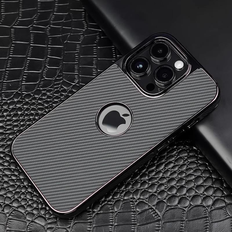 Apple 16-13 electroplated frame mobile phone case carbon fiber pattern high-grade missing label
