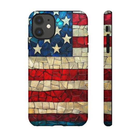 Patriotic American Flag 4th of July, Stained Glass USA Flag Case
