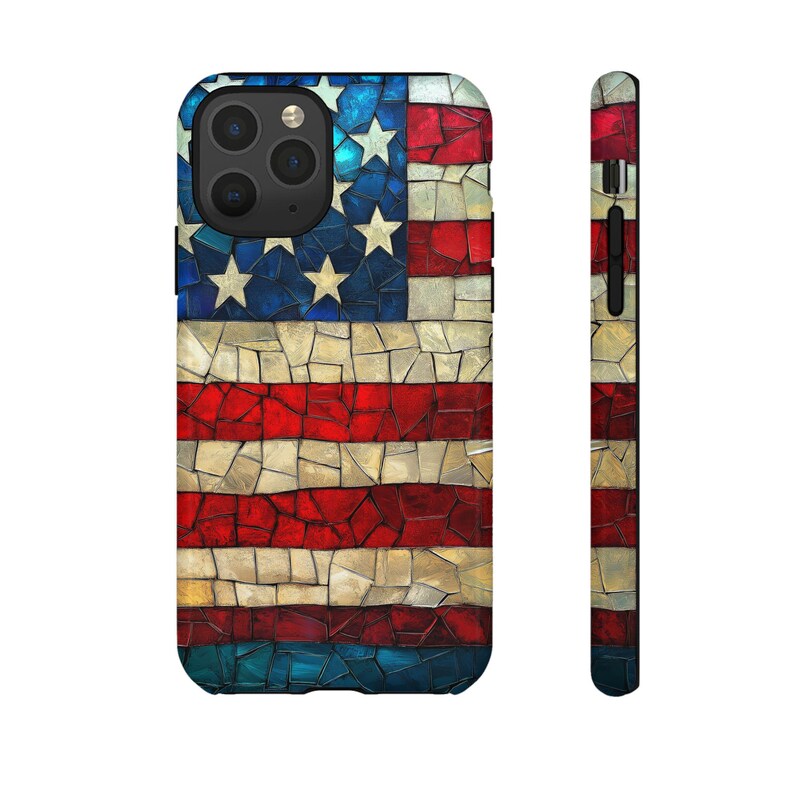 Patriotic American Flag 4th of July, Stained Glass USA Flag Case