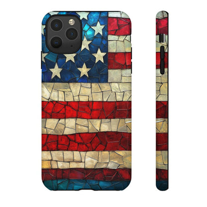 Patriotic American Flag 4th of July, Stained Glass USA Flag Case